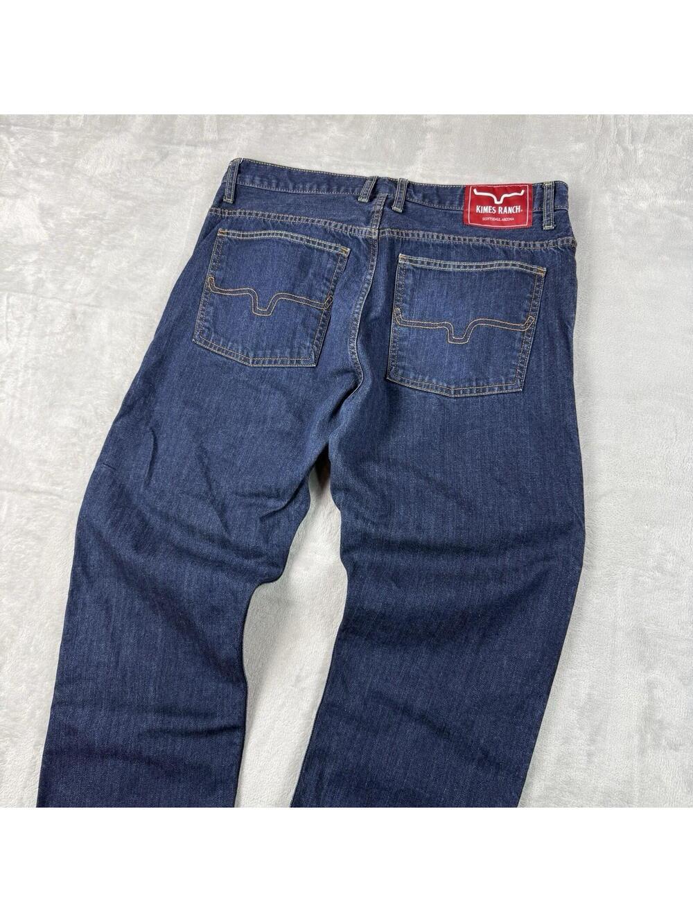 Kimes Ranch Roger Jeans Mens 35x32 Wash Straight Denim Western Preppy USA Made